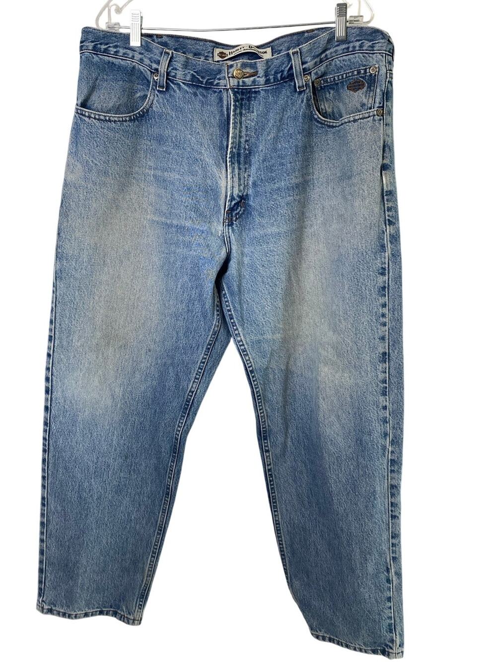 Harley-Davidson Men's Blue Denim Straight Leg Jeans Size 40x30 Flaw